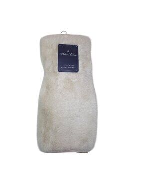 Brooks Brothers Luxe Faux Fur Throw In Beige With Sparkling Strands Cozy